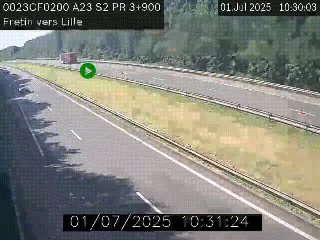 Webcam autoroute A23 à hauteur de Fretin. Vue orientée vers Lille