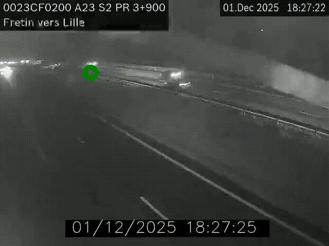 Webcam autoroute A23 à hauteur de Fretin. Vue orientée vers Lille
