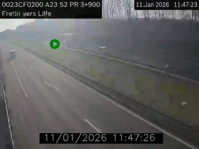 Webcam autoroute A23 à hauteur de Fretin. Vue orientée vers Lille