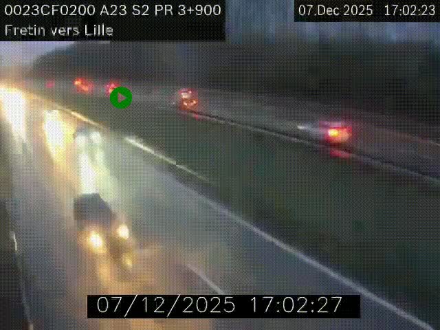 Webcam autoroute A23 à hauteur de Fretin. Vue orientée vers Lille