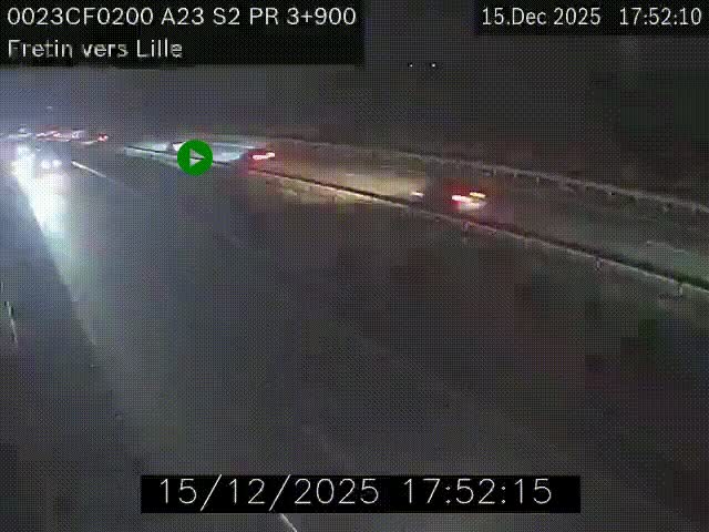 Webcam autoroute A23 à hauteur de Fretin. Vue orientée vers Lille