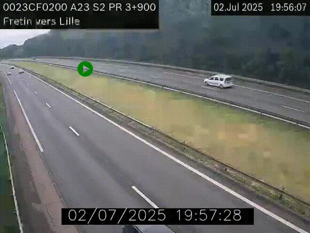 Webcam autoroute A23 à hauteur de Fretin. Vue orientée vers Lille