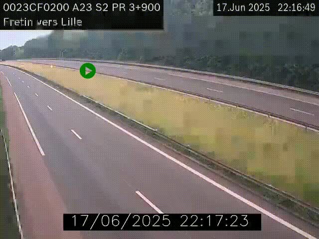 Webcam autoroute A23 à hauteur de Fretin. Vue orientée vers Lille