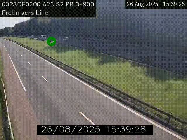 Webcam autoroute A23 à hauteur de Fretin. Vue orientée vers Lille