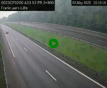 Webcam autoroute A23 à hauteur de Fretin. Vue orientée vers Lille