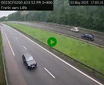 Webcam autoroute A23 à hauteur de Fretin. Vue orientée vers Lille