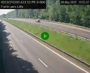 Webcam autoroute A23 à hauteur de Fretin. Vue orientée vers Lille