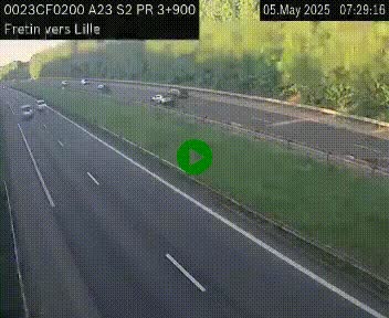 Webcam autoroute A23 à hauteur de Fretin. Vue orientée vers Lille