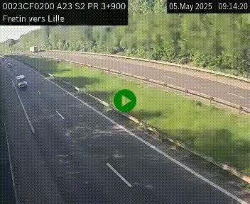 Webcam autoroute A23 à hauteur de Fretin. Vue orientée vers Lille