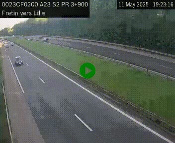 Webcam autoroute A23 à hauteur de Fretin. Vue orientée vers Lille