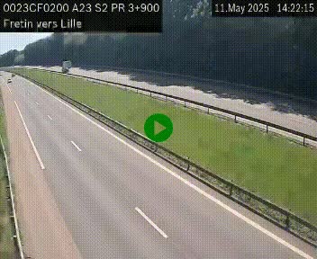 Webcam autoroute A23 à hauteur de Fretin. Vue orientée vers Lille