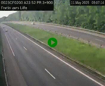 Webcam autoroute A23 à hauteur de Fretin. Vue orientée vers Lille