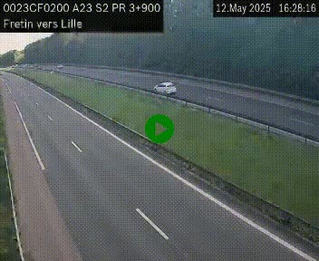 Webcam autoroute A23 à hauteur de Fretin. Vue orientée vers Lille
