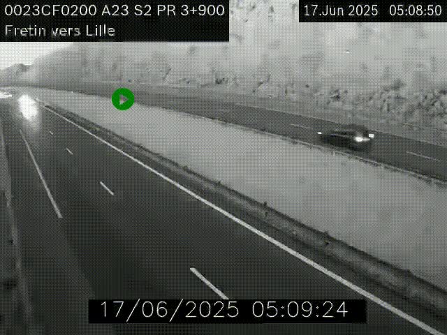 Webcam autoroute A23 à hauteur de Fretin. Vue orientée vers Lille