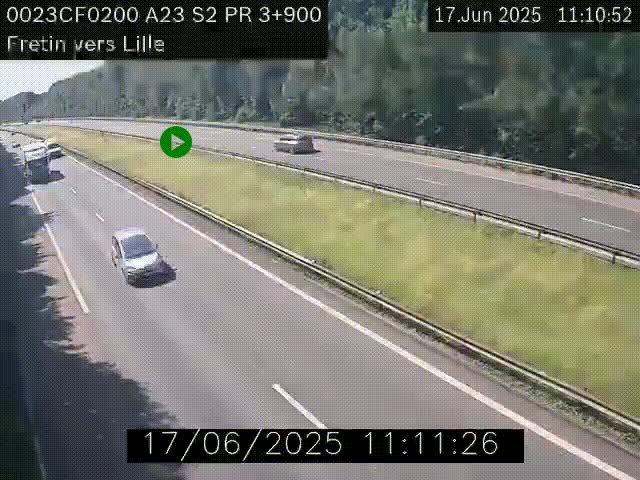 Webcam autoroute A23 à hauteur de Fretin. Vue orientée vers Lille