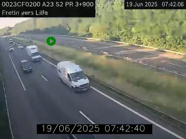 Webcam autoroute A23 à hauteur de Fretin. Vue orientée vers Lille