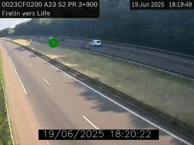 Webcam autoroute A23 à hauteur de Fretin. Vue orientée vers Lille