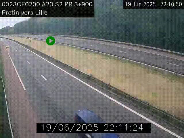 Webcam autoroute A23 à hauteur de Fretin. Vue orientée vers Lille