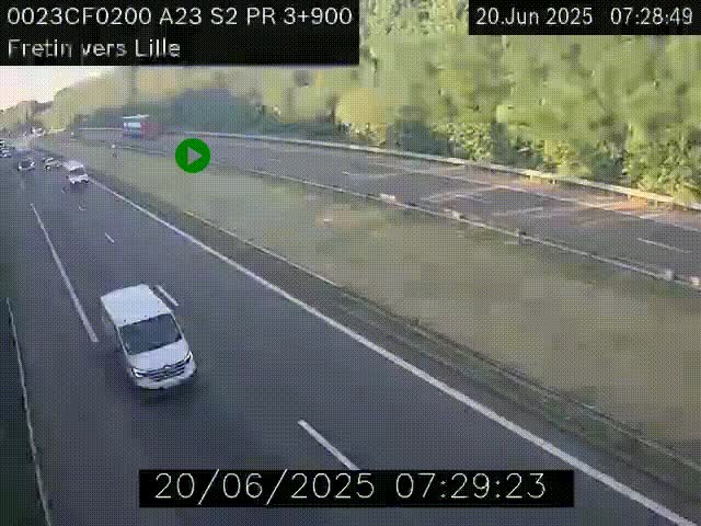 Webcam autoroute A23 à hauteur de Fretin. Vue orientée vers Lille