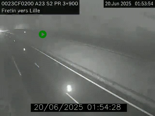Webcam autoroute A23 à hauteur de Fretin. Vue orientée vers Lille