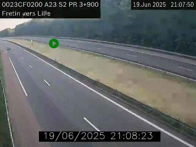 Webcam autoroute A23 à hauteur de Fretin. Vue orientée vers Lille