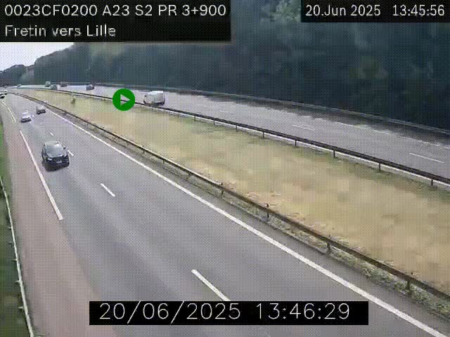 Webcam autoroute A23 à hauteur de Fretin. Vue orientée vers Lille