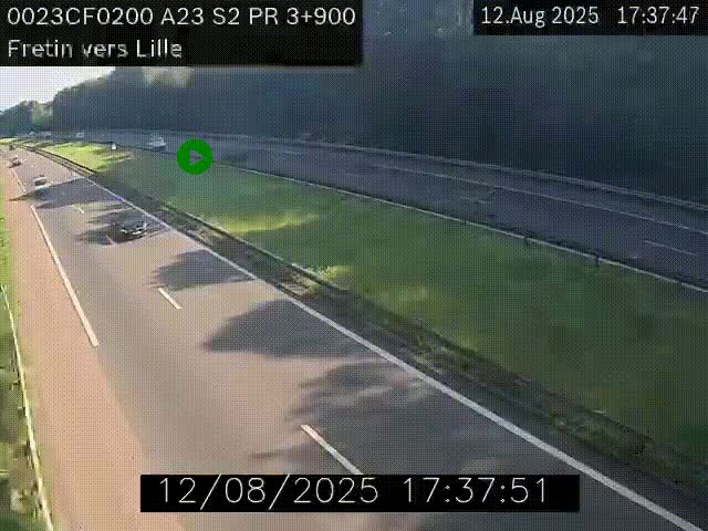 Webcam autoroute A23 à hauteur de Fretin. Vue orientée vers Lille