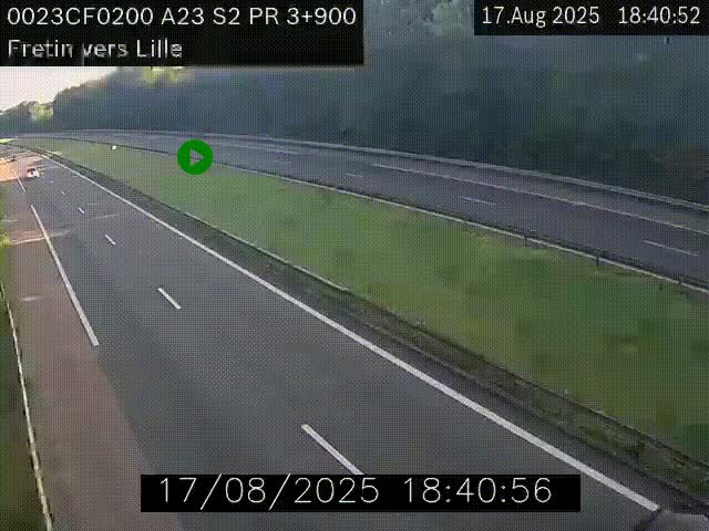 Webcam autoroute A23 à hauteur de Fretin. Vue orientée vers Lille