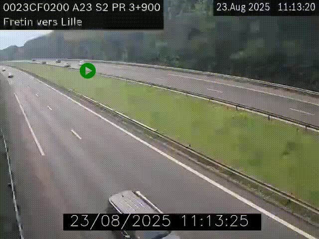 Webcam autoroute A23 à hauteur de Fretin. Vue orientée vers Lille