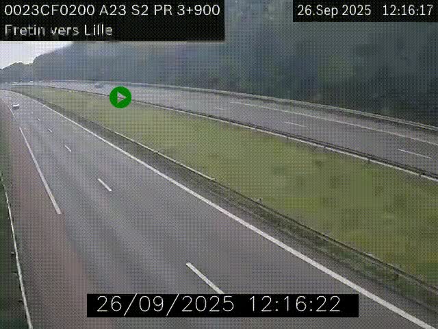 Webcam autoroute A23 à hauteur de Fretin. Vue orientée vers Lille