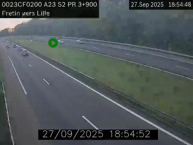 Webcam autoroute A23 à hauteur de Fretin. Vue orientée vers Lille
