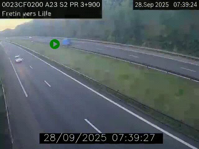 Webcam autoroute A23 à hauteur de Fretin. Vue orientée vers Lille