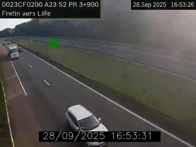 Webcam autoroute A23 à hauteur de Fretin. Vue orientée vers Lille