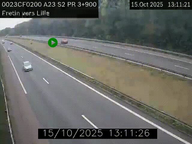 Webcam autoroute A23 à hauteur de Fretin. Vue orientée vers Lille