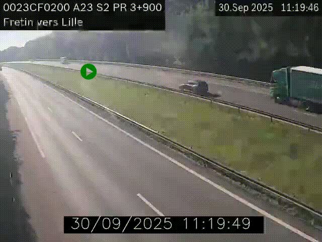 Webcam autoroute A23 à hauteur de Fretin. Vue orientée vers Lille