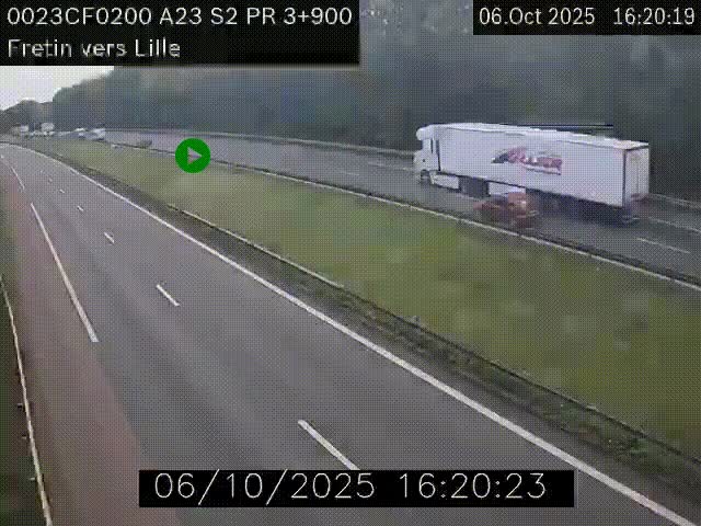 Webcam autoroute A23 à hauteur de Fretin. Vue orientée vers Lille