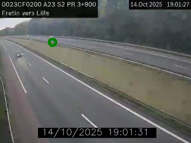 Webcam autoroute A23 à hauteur de Fretin. Vue orientée vers Lille