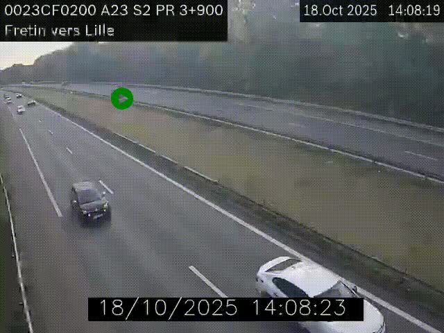 Webcam autoroute A23 à hauteur de Fretin. Vue orientée vers Lille