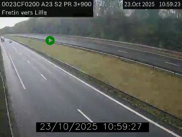 Webcam autoroute A23 à hauteur de Fretin. Vue orientée vers Lille
