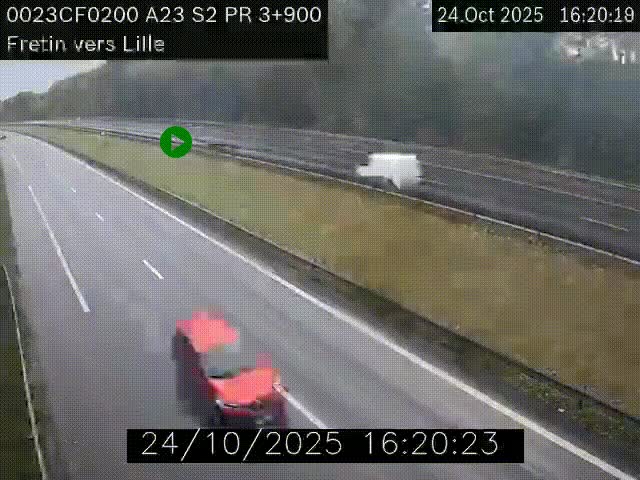 Webcam autoroute A23 à hauteur de Fretin. Vue orientée vers Lille