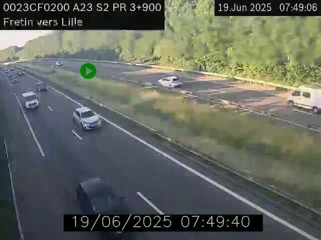 Webcam autoroute A23 à hauteur de Fretin. Vue orientée vers Lille