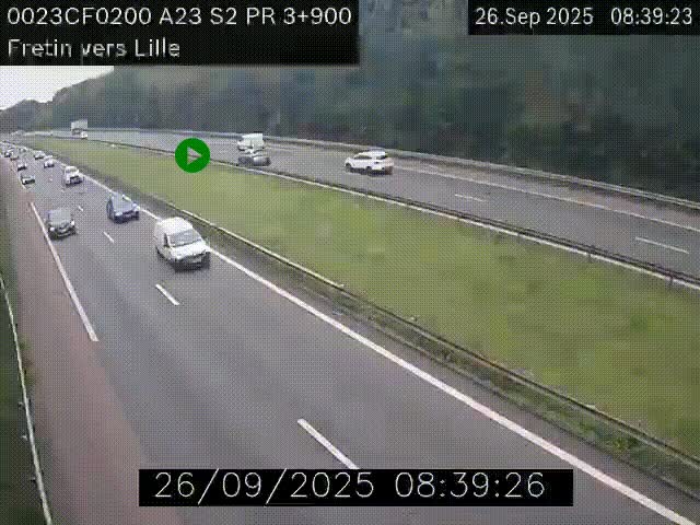 <h2>Webcam autoroute A23 à hauteur de Fretin. Vue orientée vers Lille</h2>