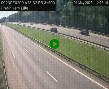Webcam autoroute A23 à hauteur de Fretin. Vue orientée vers Lille