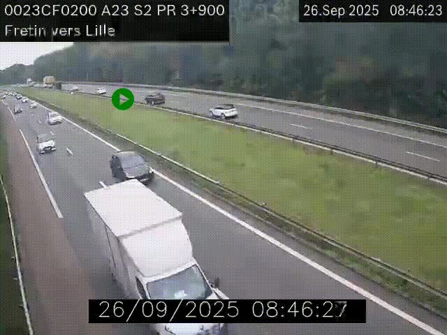 <h2>Webcam autoroute A23 à hauteur de Fretin. Vue orientée vers Lille</h2>
