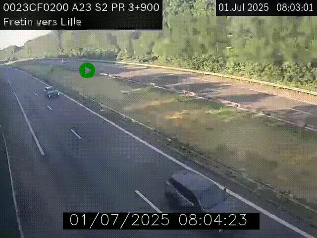 Webcam autoroute A23 à hauteur de Fretin. Vue orientée vers Lille