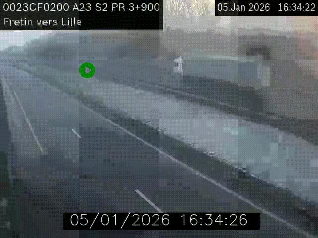 Webcam autoroute A23 à hauteur de Fretin. Vue orientée vers Lille
