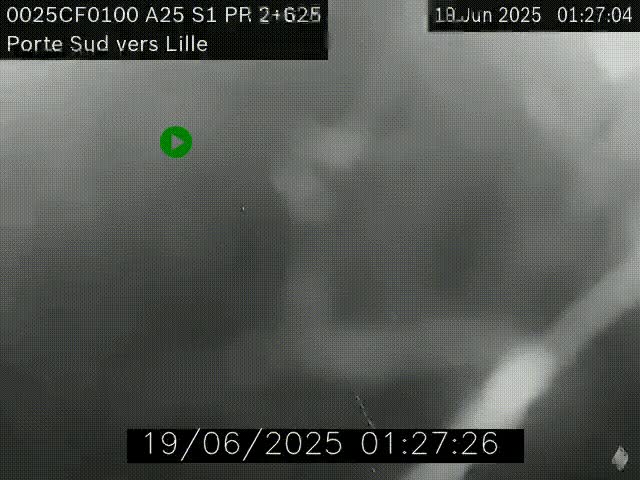 Webcam autoroute A25 sur le périphérique de Lille à hauteur de Lille-Sud et la sortie 3 Faches-Thumesnil. Vue orientée vers Lille-Centre.