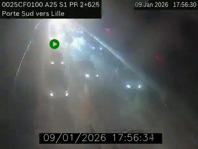 <h2>Webcam autoroute A25 sur le périphérique de Lille à hauteur de Lille-Sud et la sortie 3 Faches-Thumesnil. Vue orientée vers Lille-Centre.</h2>