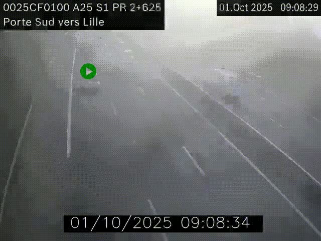 <h2>Webcam autoroute A25 sur le périphérique de Lille à hauteur de Lille-Sud et la sortie 3 Faches-Thumesnil. Vue orientée vers Lille-Centre.</h2>