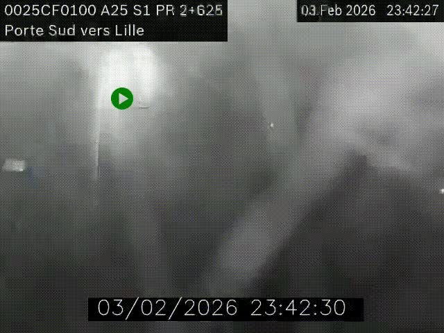 <h2>Webcam autoroute A25 sur le périphérique de Lille à hauteur de Lille-Sud et la sortie 3 Faches-Thumesnil. Vue orientée vers Lille-Centre.</h2>